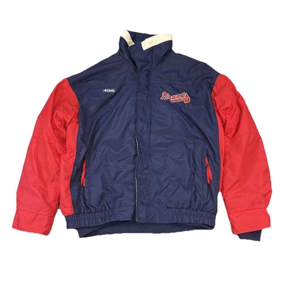 Vintage Columbia Atlanta Braves Double Layered Zip Up Fleece Line Jacket Mens XL